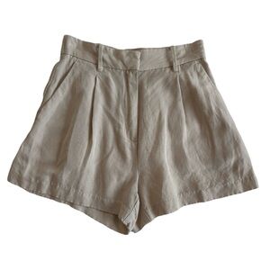 H&M Light Beige High Waist Linen Shorts with Flowy Fit
